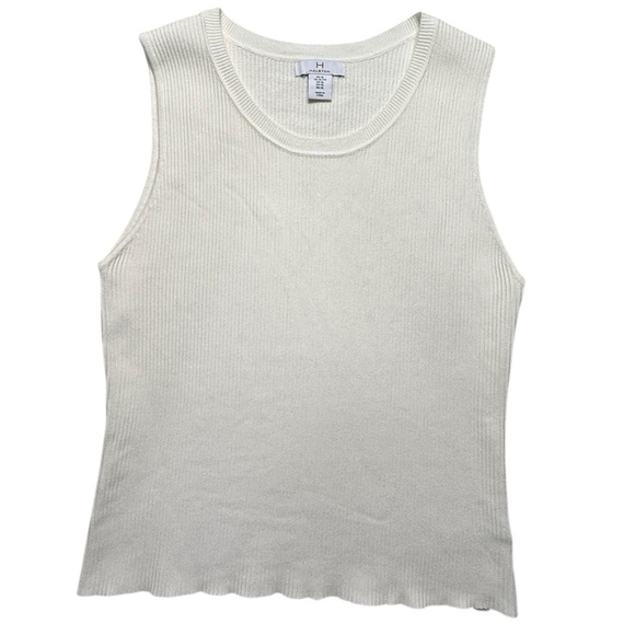 Halston Heritage Cream Ribbed Knit Tank Top Sleeveless Shell XL EUC - Picture 5 of 9
